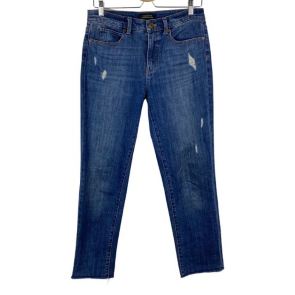 New Talbots Flawless Five-Pocket Slim Straight High Waist Jeans Dark Wash